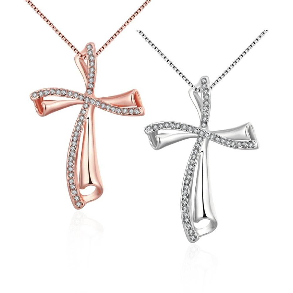 Classic High Quality Crystal Cross Pendant +Free Chain